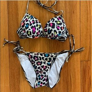 PINK colorful leopard bikini set